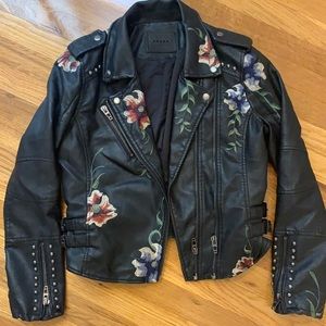 Floral leather jacket